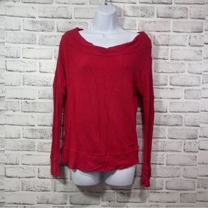 Lucky Brand Waffle Thermal Off Shoulder Neckline Top Small
